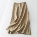 Women's Linen Button-Detail Skirt with Pockets