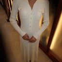 Chic Maxi Dress with Decorative Buttons and Flattering Fit