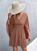 Chic Women's Wrap Dress with Statement Sleeves