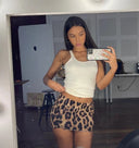 Chic Leopard Print Skirt with Elastic Waistband