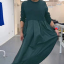 Chic Long Sleeve Dress with Flared Skirt