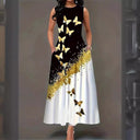 Floral Print Women's Maxi Dress with Pockets