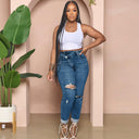 Stylish High-Waisted Ripped Jeans for Women