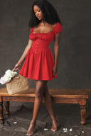 Chic Women's Summer Dress with Puff Sleeves and Defined Waist