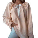 Chic Women's Blouse with Puff Sleeves & Tie Detail