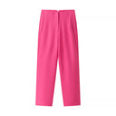 Chic High-Waisted Trousers with Pleats and Pockets for Women