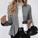 Women's Stylish Asymmetrical Blazer Jacket with Unique Button Accents