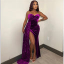 Women's Shimmering Satin Evening Dress with High Slit