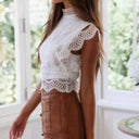 Chic Lace Blouse with Ruffled Hem for Women