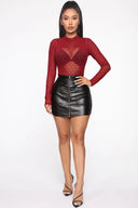 Chic Women's Long-Sleeve Bodysuit with Mesh Detail