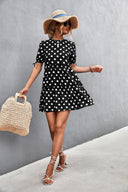 Chic Women's Polka Dot Dress with Ruffles