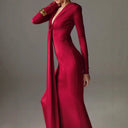 Chic Long Sleeve Maxi Dress with Knot Detail