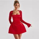 Chic Women's Dress with Lace Sleeves