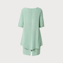 Chic Wrap Dress with Flowing Hem and Lace Details