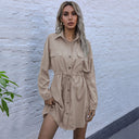Stylish Women's Shirt Dress with Waist Tie & Pocket Details