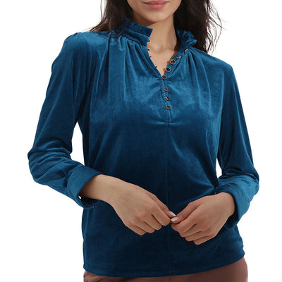 Chic Ruffle Top with Button Closure for Women