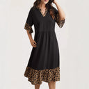 Chic V-Neck Women's Dress with Animal Print
