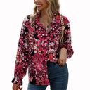 Floral Print Women's Blouse with Flowing Sleeves