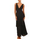 Women's Maxi Dress with Ruffled Design and V-Neck