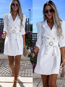 Chic Women's Blazer Dress with Stunning Button Accents