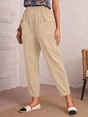 Stylish Women's Summer Pants with Elastic Waist and Pockets