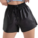 Chic Women's Faux Leather Shorts with Elastic Waistband