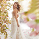 Floral Tulle Evening Dress with Sheer Overlay