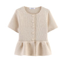 Floral Ruffle Short-Sleeve Blouse for Women