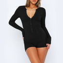 Chic Women's Long Sleeve Bodysuit with Button Detail