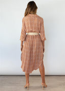 Floral Print Women's Shirt Dress with Adjustable Belt