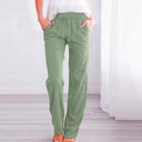 Chic Linen Trousers with Elastic Waist and Pockets