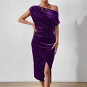 Off-Shoulder Midi Dress with Flowing Design