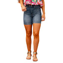 Women's High-Waisted Denim Shorts with Elastic Waistband