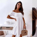 Chic Summer Dress with Puff Sleeves & Ruffles