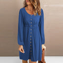 Chic Women's Button-Down Dress with Elastic Waist