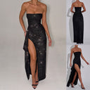 Shimmering Ladies Evening Dress with High Slit