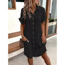 Chic Women's Button Placket Dress with Pockets