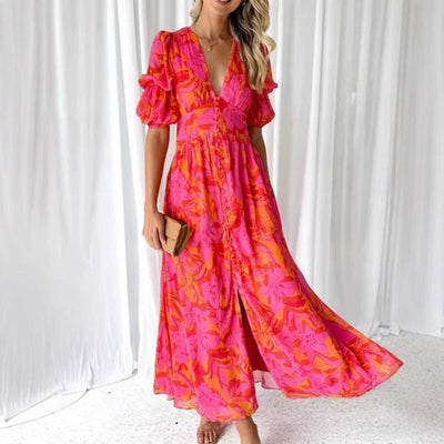 Floral V-Neck Maxi Dress for Women