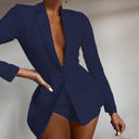 Chic Women's Blazer Jumpsuit with V-Neck Design