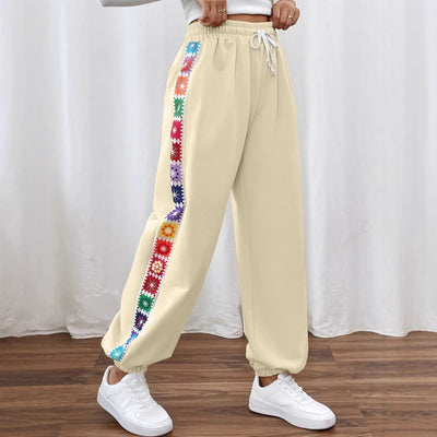 Floral Print Women's Pants with Elastic Waistband