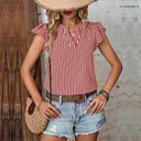 Summer Striped Blouse with Ruffle Design for Women