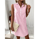 Chic Striped Button-Up Shirt Dress for Women