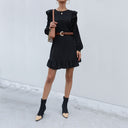 Woman's Ruffle Detail Dress with Chic Waistline