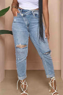 High-Waisted Distressed Frayed Mom Jeans for Women