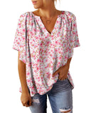 Floral Print V-Neck Blouse for Women