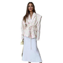 Chic Braided Blazer with Waist Tie for Women