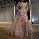 Chic Evening Dress with Lace Accents and Shimmer