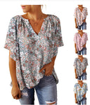 Floral V-Neck Women's Blouse Top