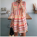 Graphic Pattern Women's Wrap Dress with Statement Sleeves