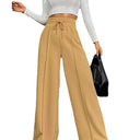 Women's Chic Wide Leg Leisure Pants with Elastic Waist